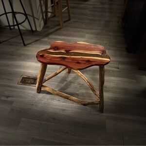 Rustic Wooden Stool with Natural Finish